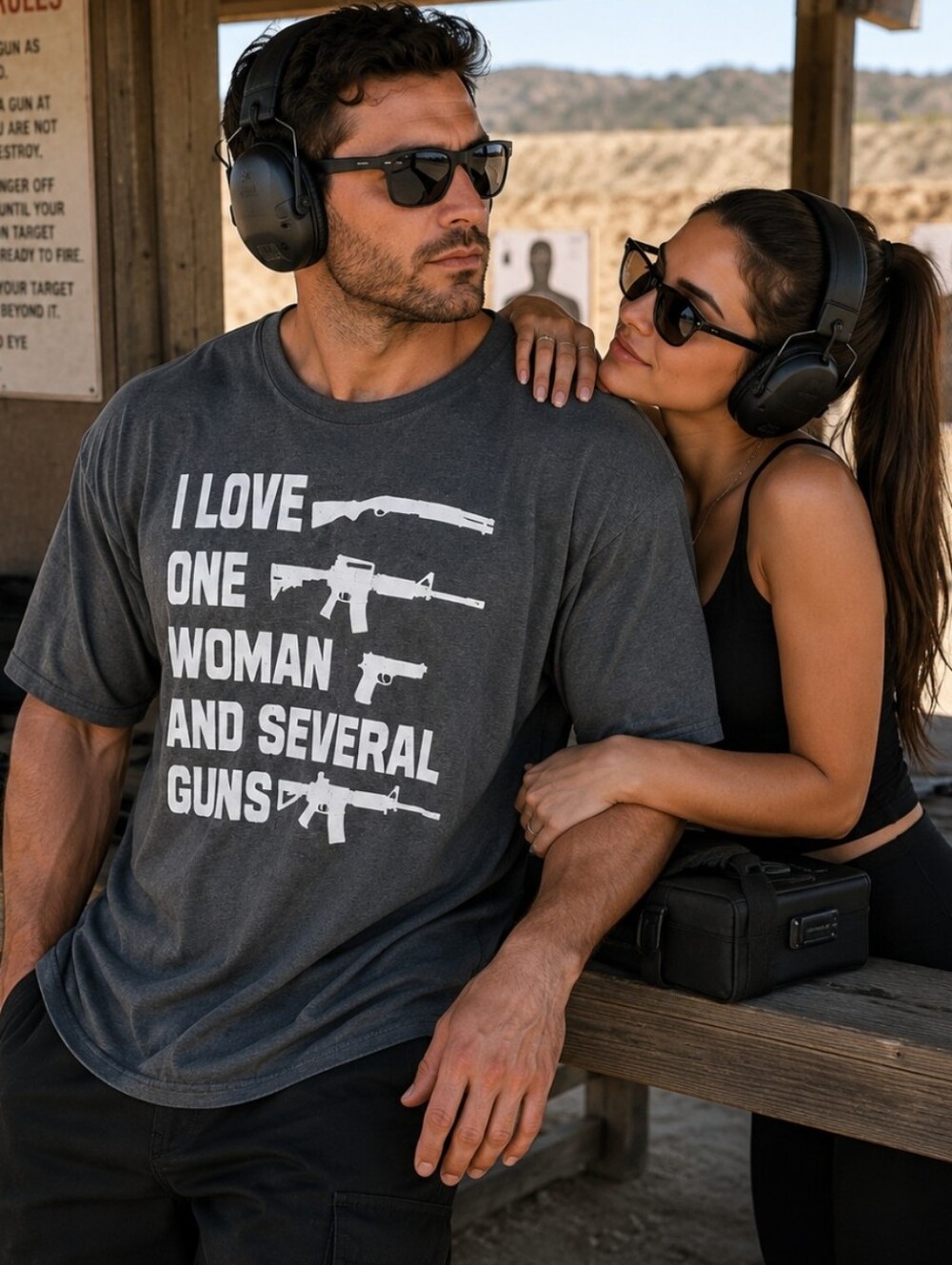 Canvas Bella + Canvas Graphic Tee 3XL “I Love One Woman & Several Guns” Gray NEW